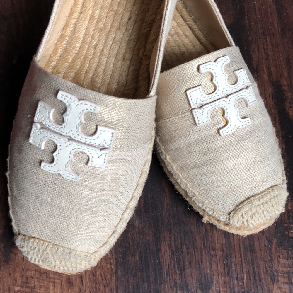 Tory Burch Weston Espadrille Natural Linen DEFECT
